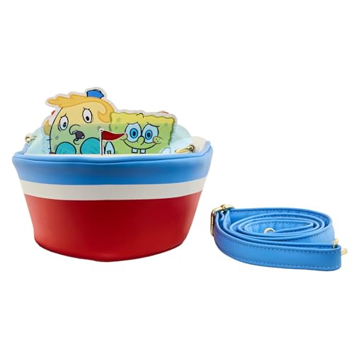Loungefly Nickelodeon Spongebob SquarePants 25th Anniversary Crossbody Purse for Women - Spongebob and Mrs. Puff in Boat