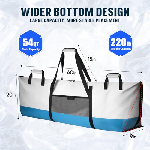 THKFISH Insulated Fish Cooler Bag for Catched Fishing, 60x20x9in, Waterproof & Smooth Water-Resistant Zipper, Keep Fres