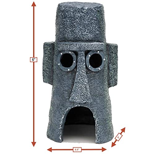 Spongebob Squarepants Squidward's Easter Island Home Ornament - Officially Licensed Aquarium Decoration - Medium Size