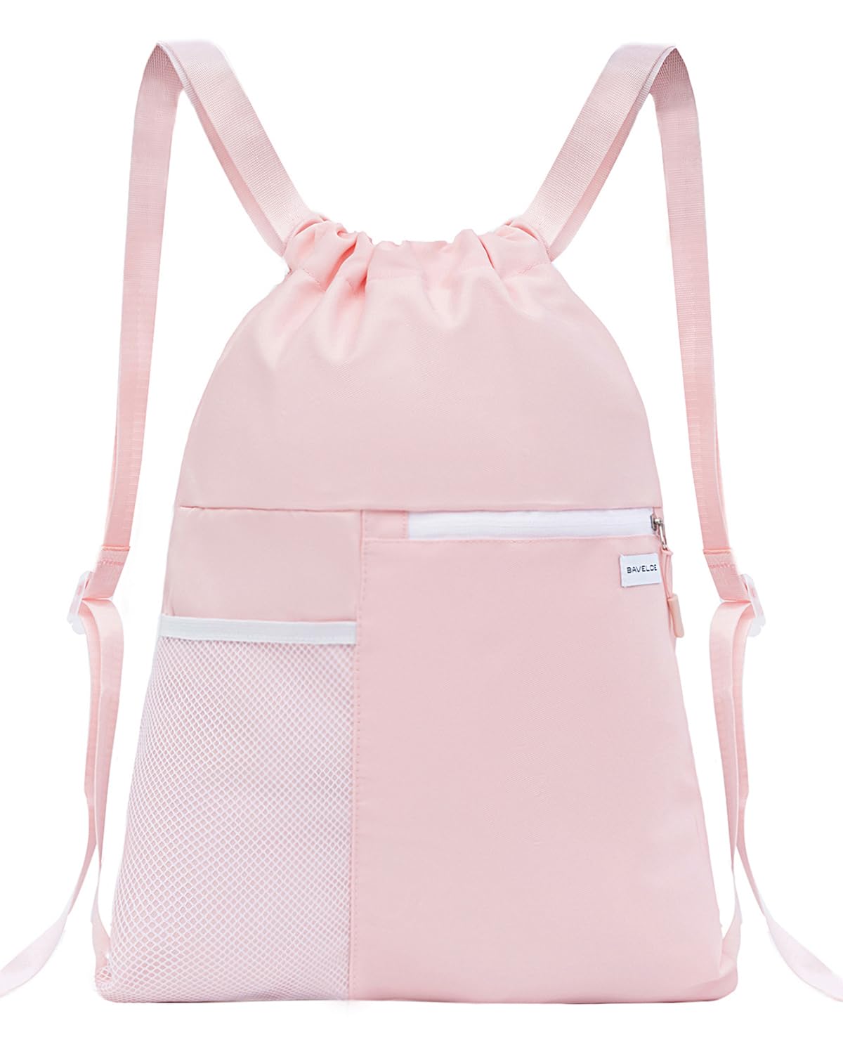 Water Resistant Drawstring Backpack for Men and Women (Pink)
| Mesh Pocket Drawstring Backpack | Water Resistant | Perf